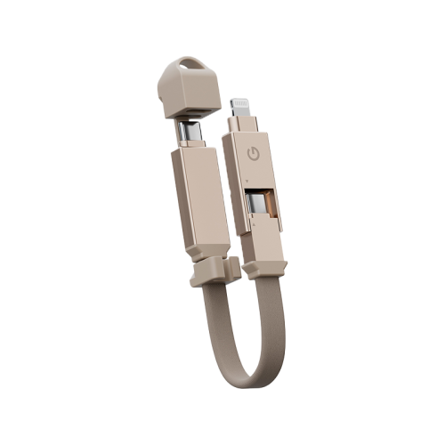 Energea Sheath 2-in-1 USB-C to USB-C + Lightning Cable, 60W, 480Mbps, 15cm – Gold