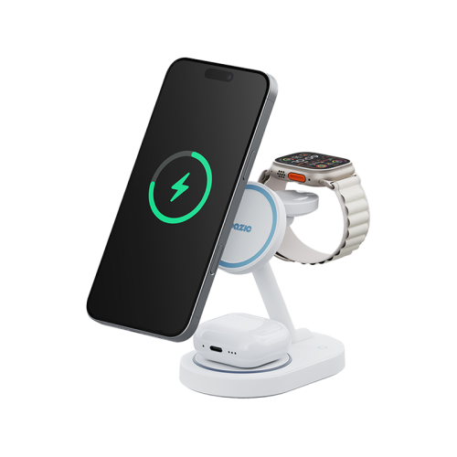 Bazic GoMag Station 2 3 in 1 Wireless Charger With Apple Watch & Airpods Charging - White