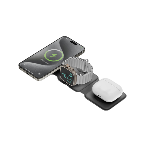 Bazic GoMag Trio Plus 3 in 1 15W Elevated Foldable Charger - Grey