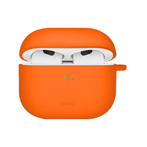 Uniq Nexo Active Hybrid Silicone Airpods 4th Gen Case With Sports Ear Hooks - Volt Orange
