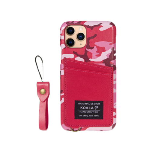 Torrii Koala-P Case with Two Card Slots And Finger Strap For iPhone 11 Pro-Pink