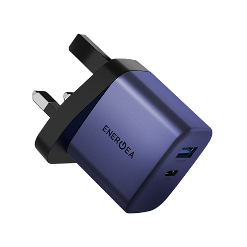Energea Ampcharge 45 AVS 1-Port USB-C and 1-Port USB-A 45W with 60W Max Wall Charger - Indigo Blue